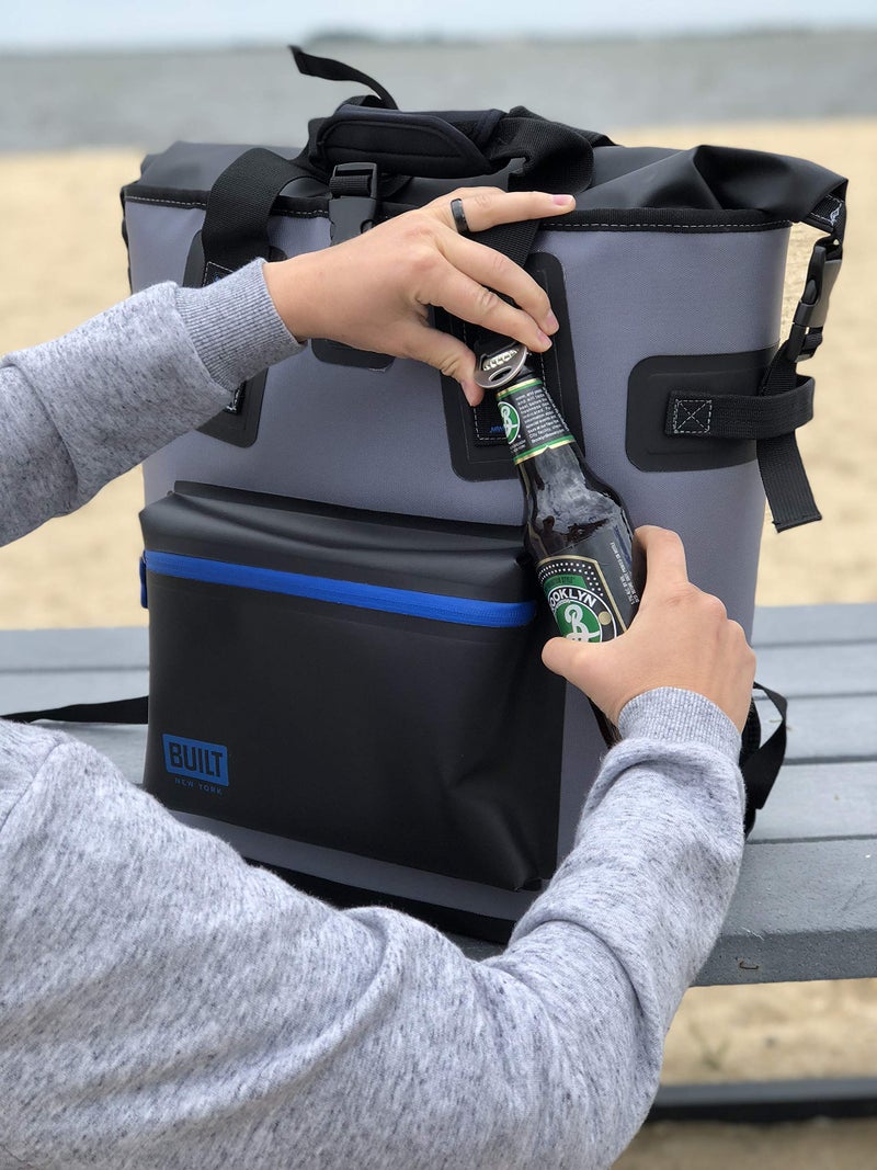 BUILT Welded Soft Portable Backpack Cooler with Wide Mouth Opening - Insulated and Leak-Proof Gray 5233505 - Image 2